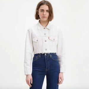 Levi's Women's Cropped Denim Jacket - White Size L NWT